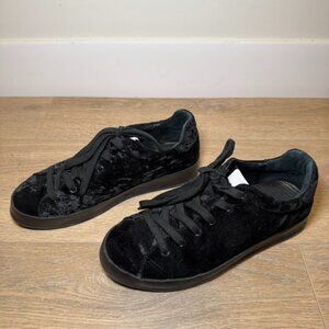 Rag & Bone Crushed Velvet Low Top RB1 Sneakers, Black, Women's Size 7